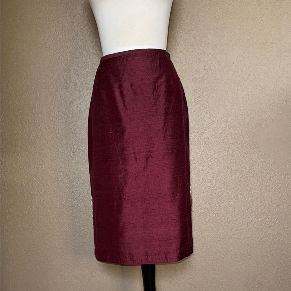Catherine Burgundy Midi Silk Skirt